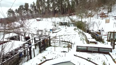 Vegetable garden in the snow Stock Footage 153054177