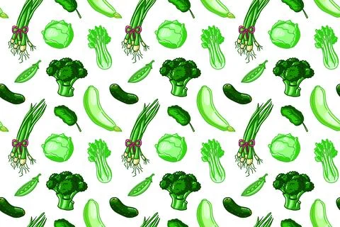 Vegetable green seamless pattern Stock Illustration