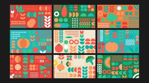 Vegetable harvest background Set Illustrazione stock