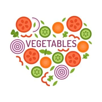 Vegetable heart in flat style Stock Illustration