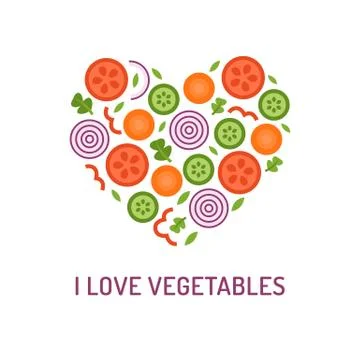 Vegetable heart logo Stock Illustration