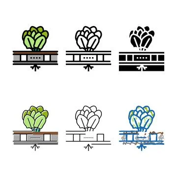 Vegetable hydroponics water irrigation range color icon vector Stock Illustration