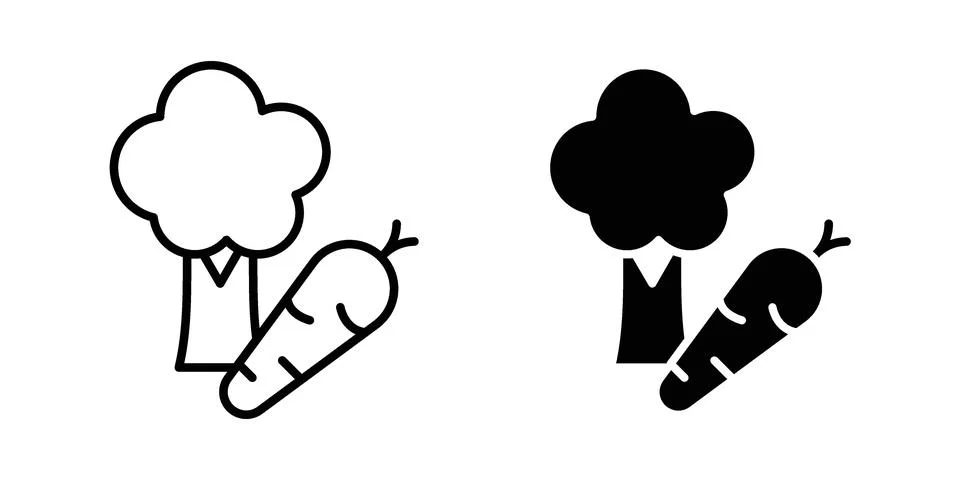 Vegetable icon linear versions pack on white background Stock Illustration