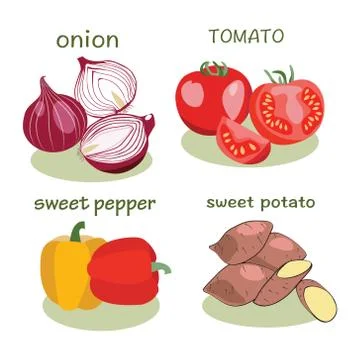Vegetable icon set in flat style Stock Illustration