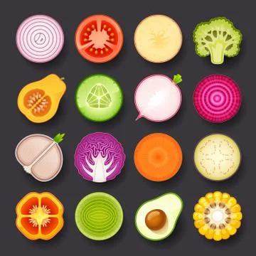 Vegetable icon set Stock Illustration