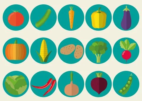 Vegetable icon set. the image of vegetables symbol イラスト素材