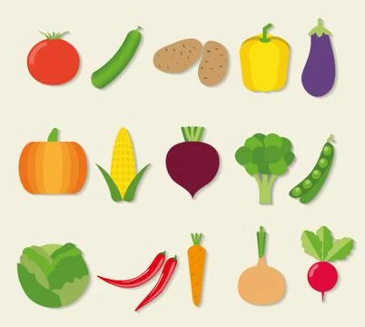 Vegetable icon set. the image of vegetables symbol Stockillustratie