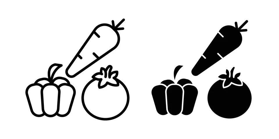 Vegetable icon set modern line and solid style collection. Stock Illustration