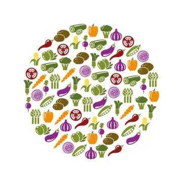 Vegetable icons in circle Stock Illustration