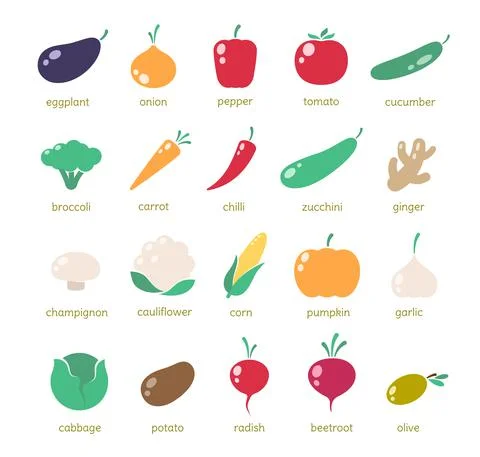 Vegetable icons Stock Illustration