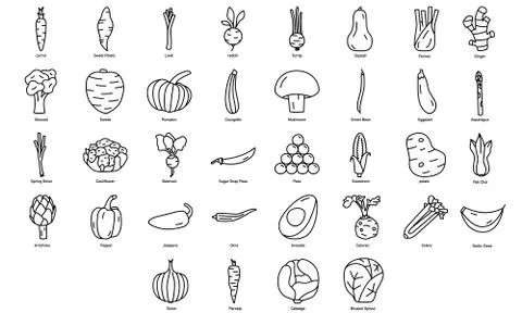 Vegetable Icons Illustration Stock Illustration