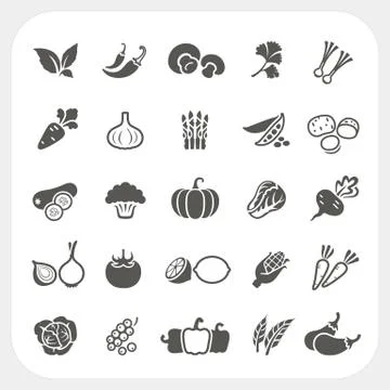 Vegetable icons set Stock Illustration