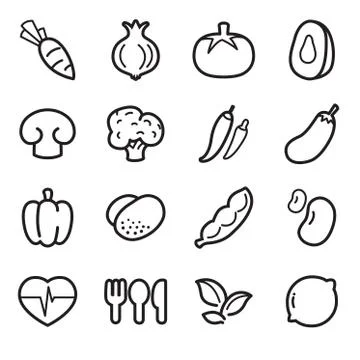 Vegetable icons set Illustrazione stock