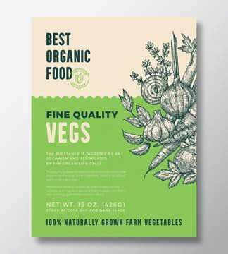 Vegetable Illustration Vector Food Packaging Design or Label Template. Farm Stock Illustration