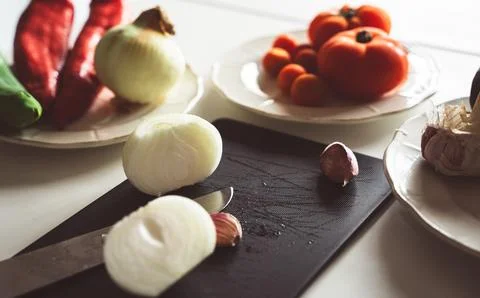 Vegetable ingredients in the kitchen Stock Photos