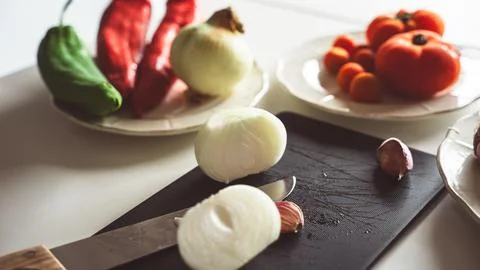 Vegetable ingredients in the kitchen Stock Photos