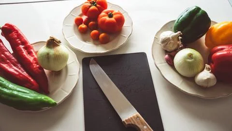 Vegetable ingredients in the kitchen Stock Photos