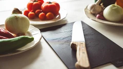 Vegetable ingredients in the kitchen Stock Photos