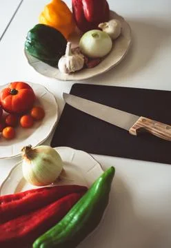 Vegetable ingredients in the kitchen Stock Photos
