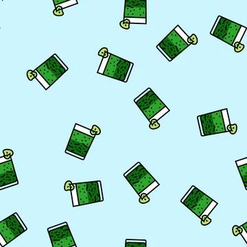 Vegetable juice meal drink vector seamless pattern Illustrazione stock