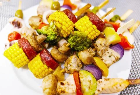 Vegetable kebabs 写真素材