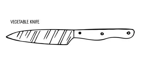 Vegetable knife isolated on white background. Stainless steel kitchen knife for Stock Illustration