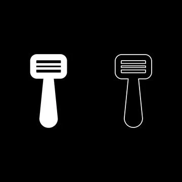 Vegetable knife razor shaver set icon white color vector illustration image.. Stock Illustration