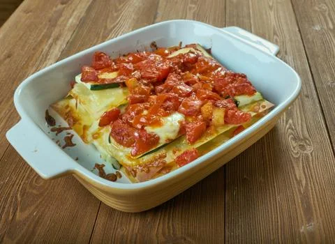 Vegetable lasagna with zucchini 스톡 사진