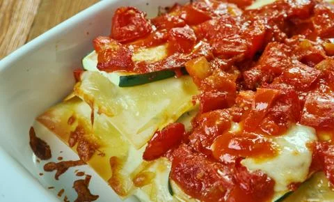 Vegetable lasagna with zucchini 스톡 사진