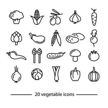Vegetable line icons Stock Illustration