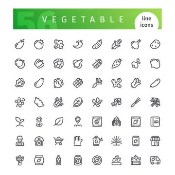 Vegetable Line Icons Set Illustrazione stock