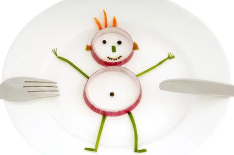 Vegetable man on dish Foto stock