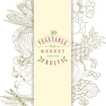 Vegetable market background frame Stock Illustration