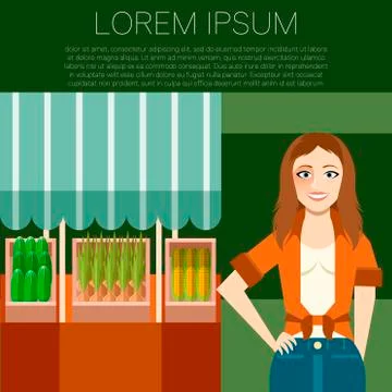 Vegetable market banner Stock Illustration