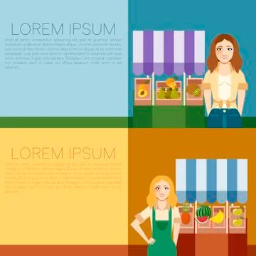 Vegetable market banner Stock Illustration