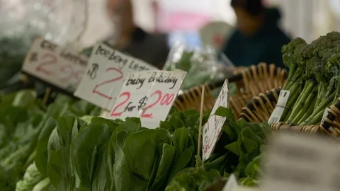 Vegetable market stall Stock Footage 90407791