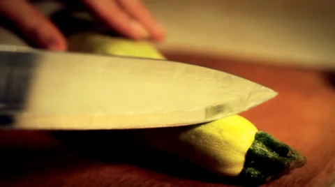 The vegetable marrow cutting Stock Footage 34380798