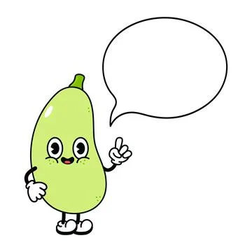 Vegetable marrow with speech bubble character. Vector hand drawn traditiona.. Stock Illustration