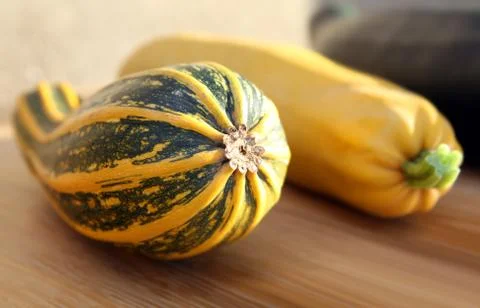 Vegetable marrows on a kitchen table Stock Photos