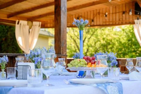 Vegetable, meat, fruit snacks on the table Stock-Fotos