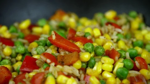 The vegetable mixture is fried Video stock 88160042