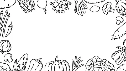 Vegetable moving pattern background, kids hand drawing concept design Stock Footage 91845308