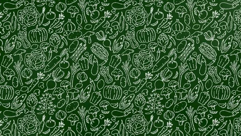 Vegetable moving pattern background, kids hand drawing chalk concept design Stock Footage 91863843