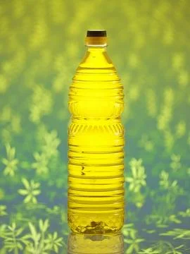 Vegetable oil in a bottle Stock Photos