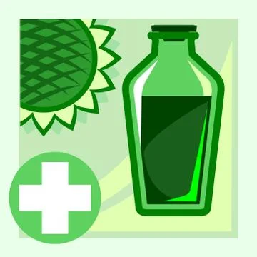 Vegetable oil. Vector. Natural cold pressed oil. No additives and pasteurizat Stock Illustration
