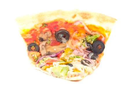 Vegetable olive pizza slice Stock Photos