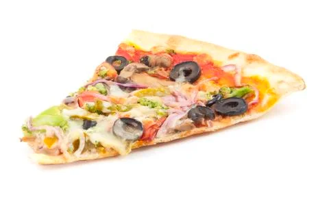 Vegetable olive pizza slice Stock Photos