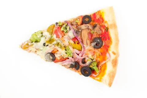 Vegetable olive pizza slice Foto stock
