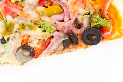Vegetable olive pizza slice Stock Photos