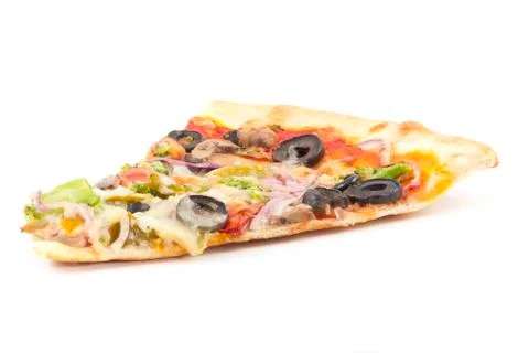 Vegetable olive pizza slice Stock Photos
